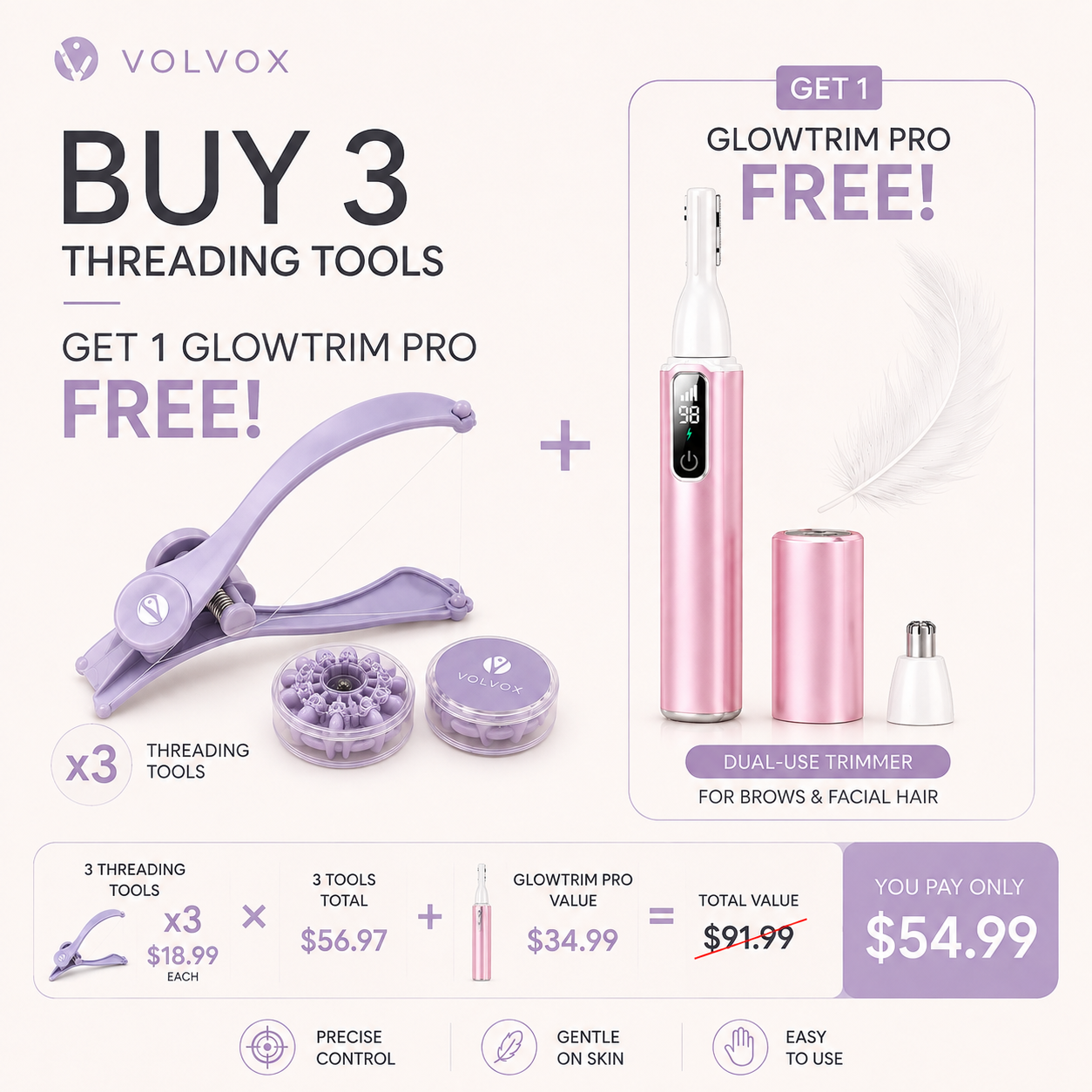 VOLVOX Precise Brow Threading Tool